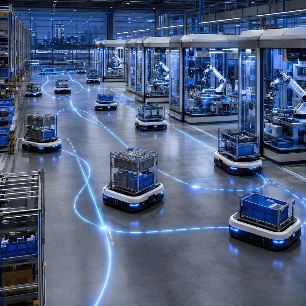 客製化浪潮下的柔性模組化製造：自主移動機器人（AMR）群體協同與軟體定義物流